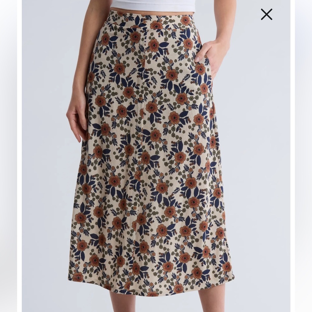 🍁 Bobeau Floral A-Line Skirt